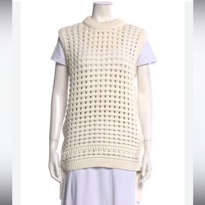 Tibi‎ Mock Neck Cream Sleeveless Knit Sweater Vest Small Chunky